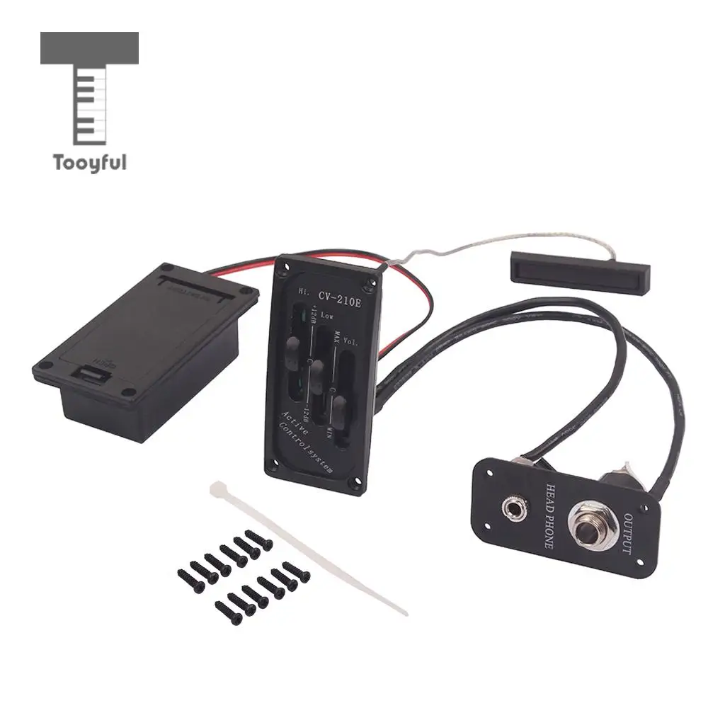 Tooyful 1 Set Adjustable Silent EQ Piezo Pickup Preamp for Electric