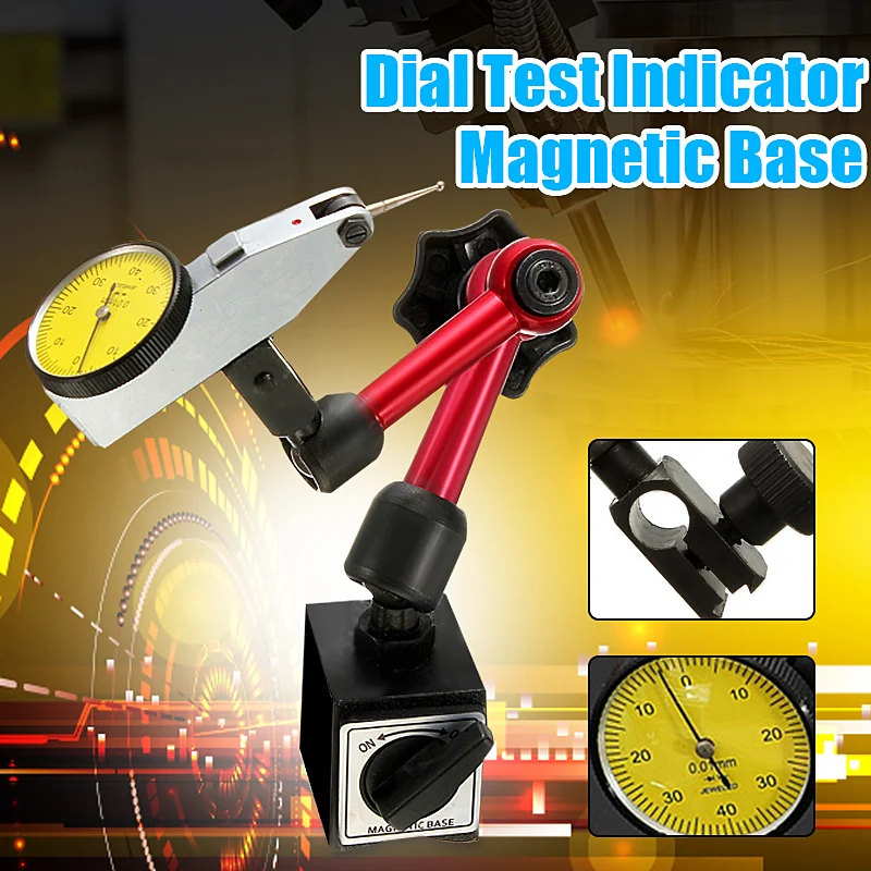 Günstige Mini Universal Flexible Messuhr Magnetische Basis Halter Stehen Messuhr Tool Magnetische Korrektur Gauge Stand