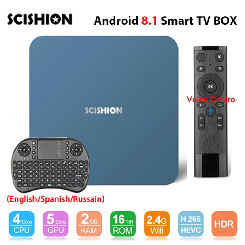 

SCISHION AI ONE Android 8.1 Smart TV Box Voice Control RK3328 quad Core 2GB 16GB BT4.0 USB 3.0 4K Set-top Box Smart Media Player