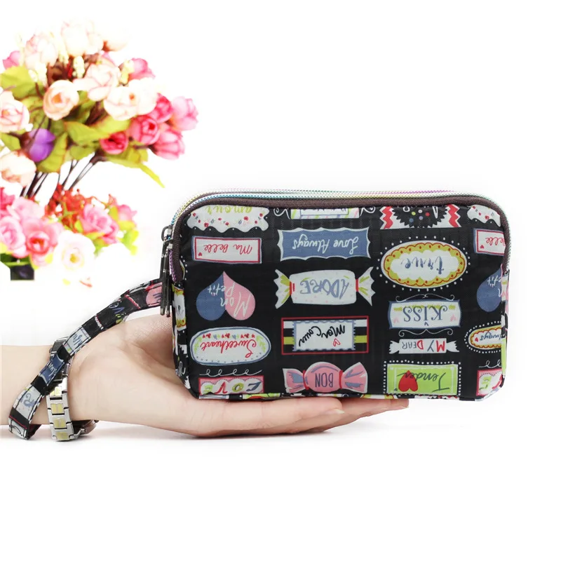 

3 Zipper Women Waterproof Purse Cell Pouch Handbag Wallet Wristlet Bag New Fashion phone case Beauty heart Stars/ Hearts/ Bags