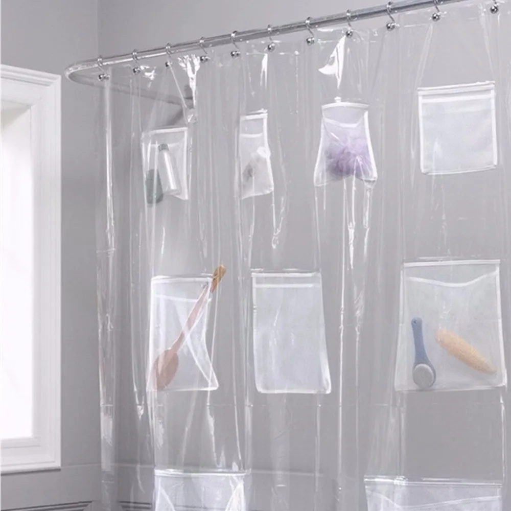New spot PEVA pocket shower curtain translucent Multifunction bathroom