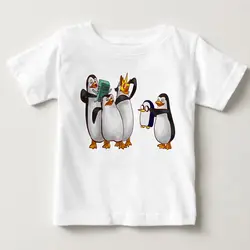 Детская летняя футболка горячая Мадагаскар Пингвин футболка с принтом из мультфильма 2018 для мальчиков и девочек любимый мультфильм шкипер