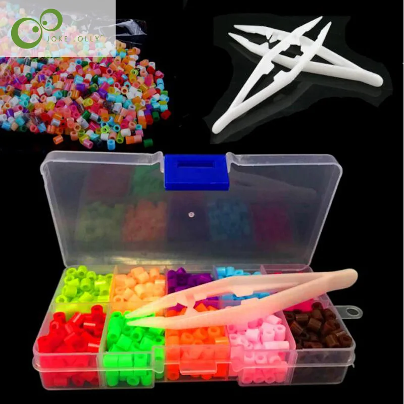 

10 Colors Perler Beads ironing beads 5mm Hama Beads Fuse Beads With box Tweezers pegboard jigsaw puzzle diy Crafts toys GYH