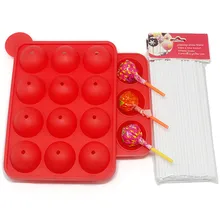DIY 12 отверстие силиконовые формы шоколада, Ice, кекс, леденец, и сахар инструмент с 100 шт. палочки леденец