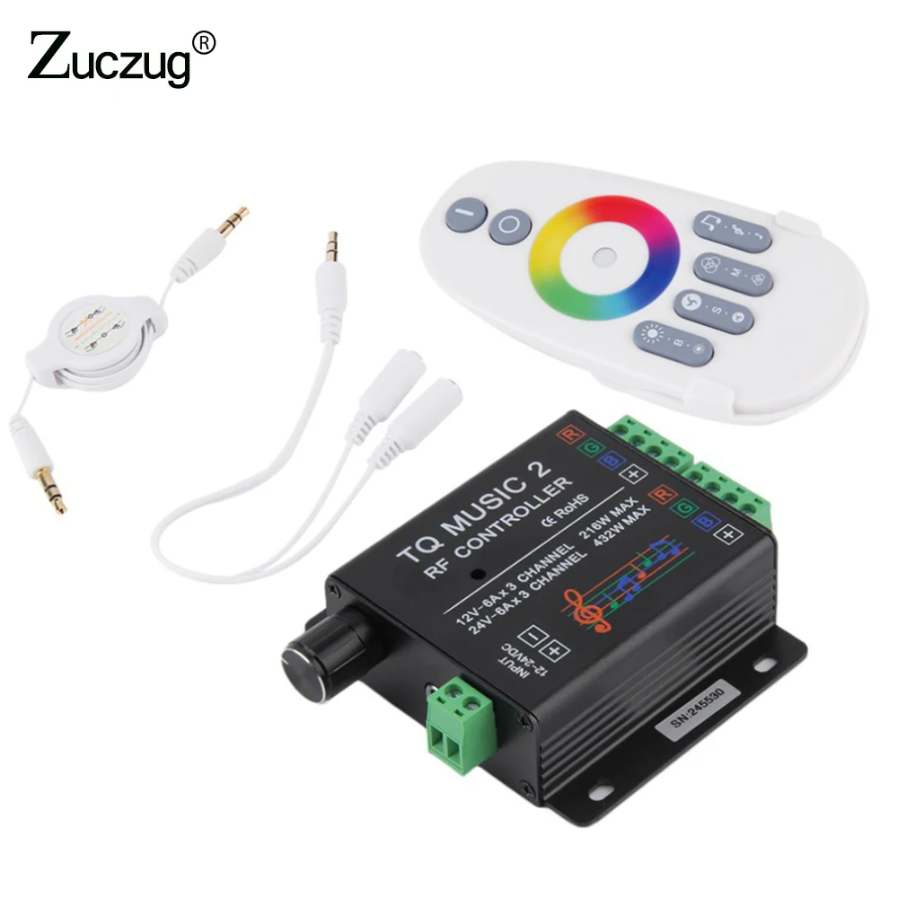 

LED RGB TQ Music Controller DC12-24V Intelligent Sonic Sensitivity Backlight Control with RF Touch Remote Controller