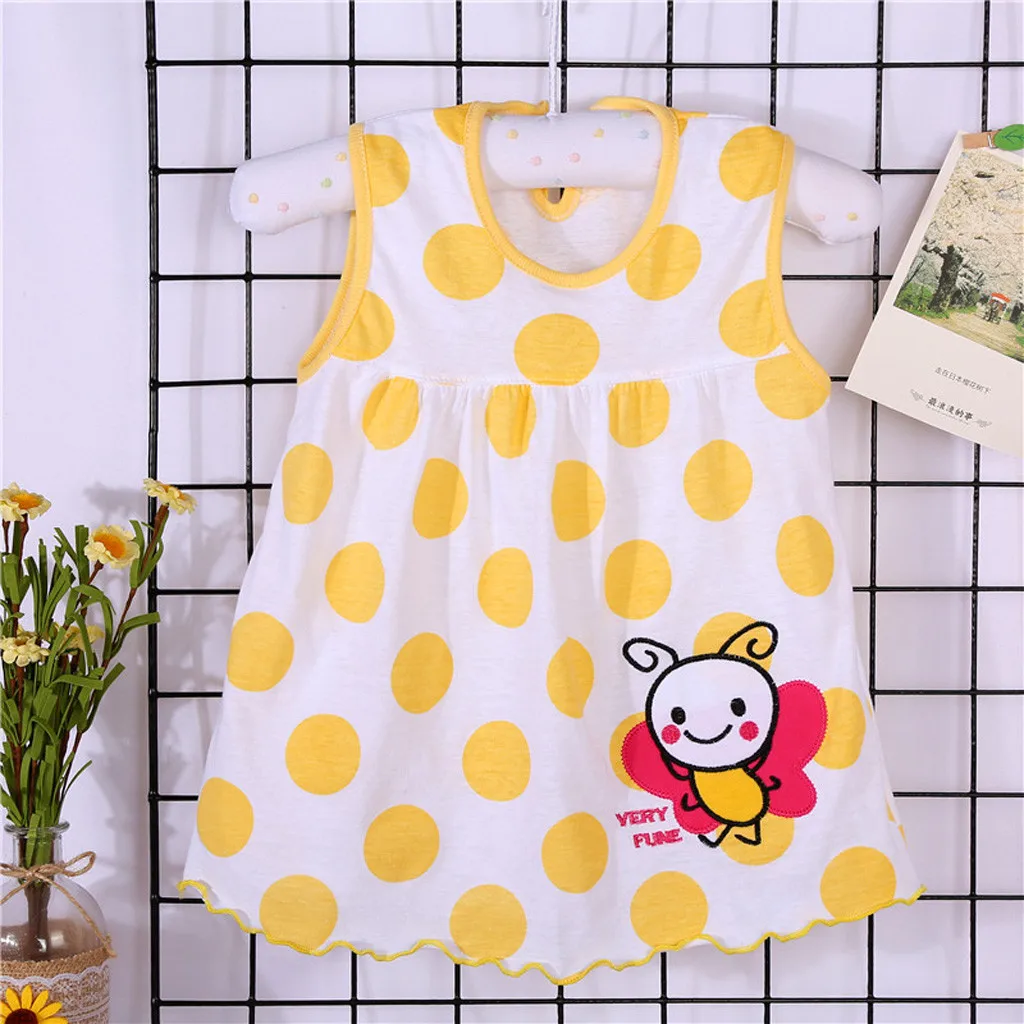 

Print Infant Toddlers Princess Dresses Baby Girls A-Line Lovely Sleeveless Summer Dress Kids Girls Cute Soft Cotton Clothes