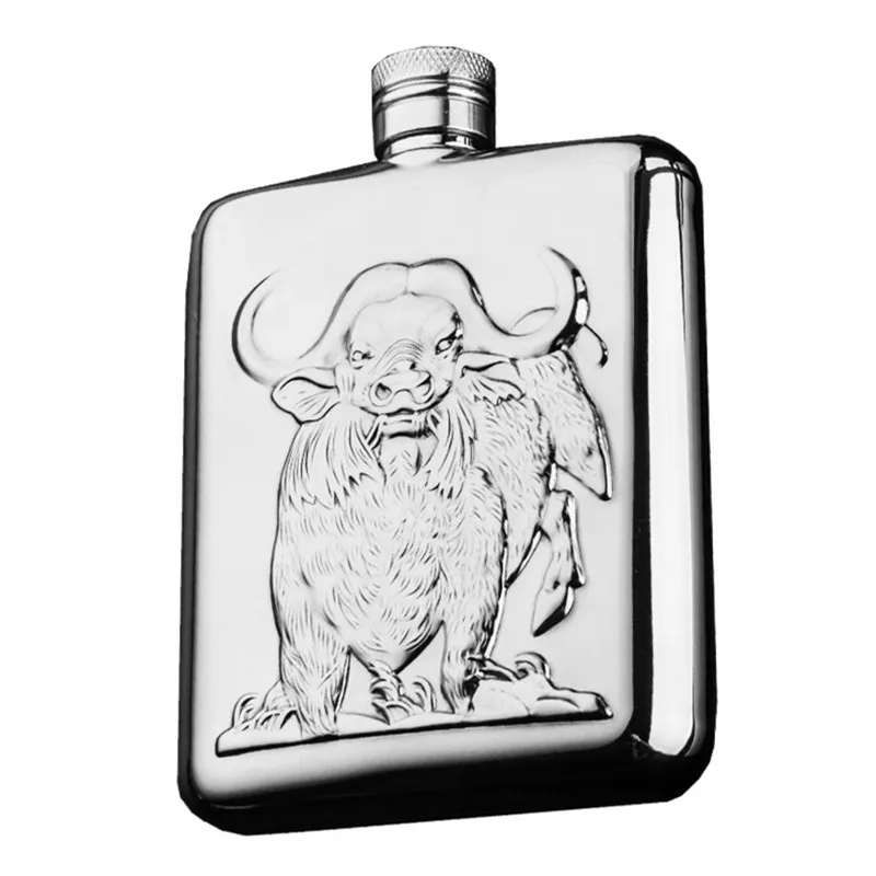 FX-6OZ Роскошная фляга для бедер Buck Polar bear Bull рельефная фляга из нержавеющей стали 6 унций с подарочной коробкой для виски, ликер