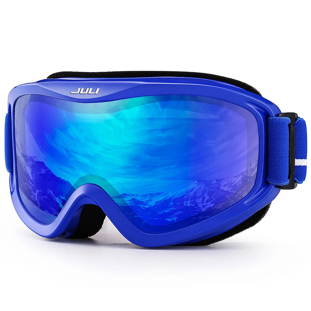 Лыжные очки, снежные виды спорта сноуборд над очками очки с анти-туман УФ-защитой двойные линзы для мужчин женщин и молодежи снегоход - Цвет: C15 REVO BLUE BLUE