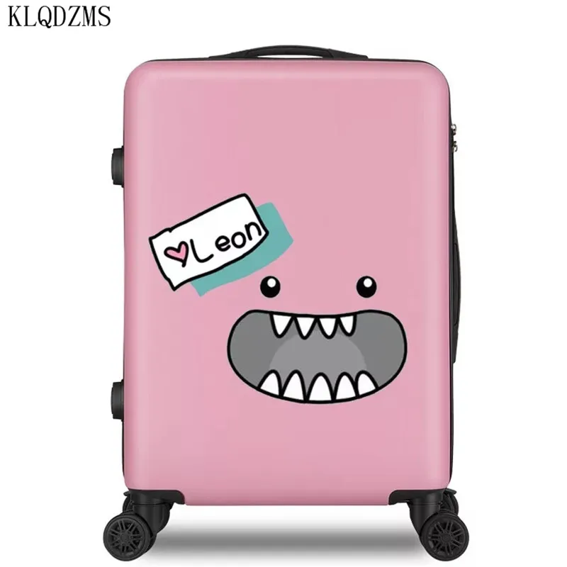 Klqdzms 20/22/24/26 дюймов ABS+ PC бленда для объектива в мультяшном стиле, багаж на ролликах для мужчин и женщин, чемодан на колесиках для путешествий чемодан с колесом
