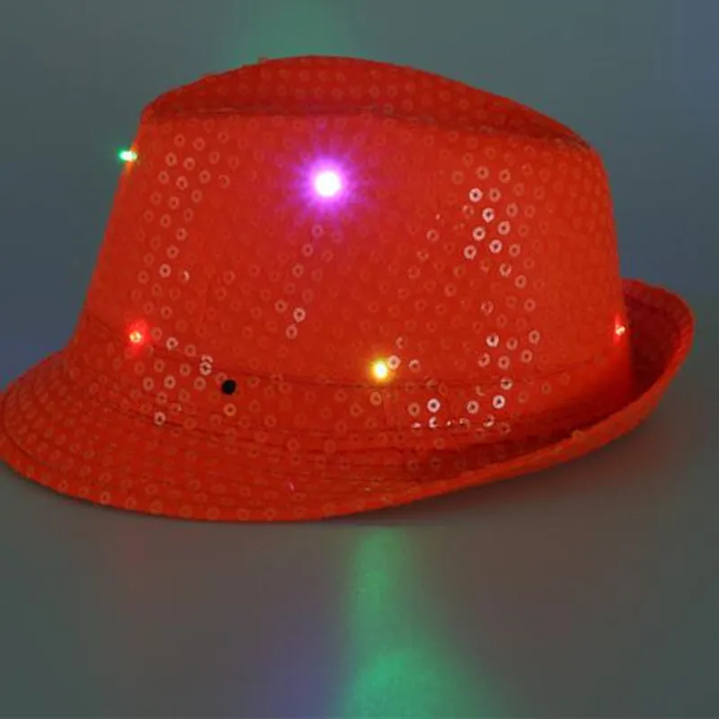 Светодиодный s флуоресцентный светодиодный светильник с блестками джаз шляпа для женщин и мужчин вечерние головные уборы для танцев вечерние Рождественские Свадебные украшения на день рождения