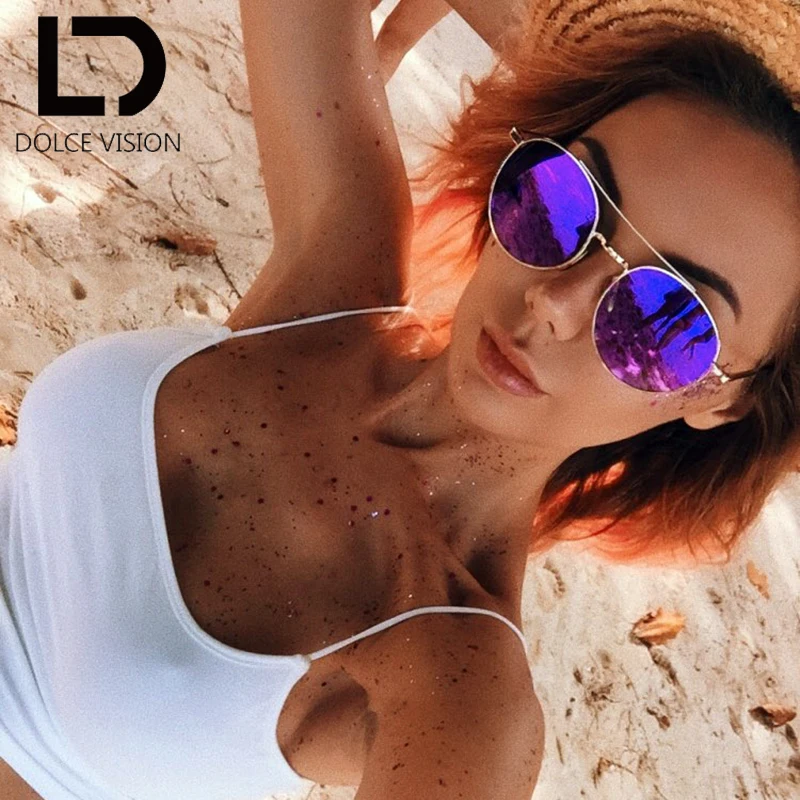 

DOLCE VISION New Round Sunglasses Women Copper Frame Sun Fashion Sunglasses Female UV400 Shades Coating Eyewear Gafas Oculos