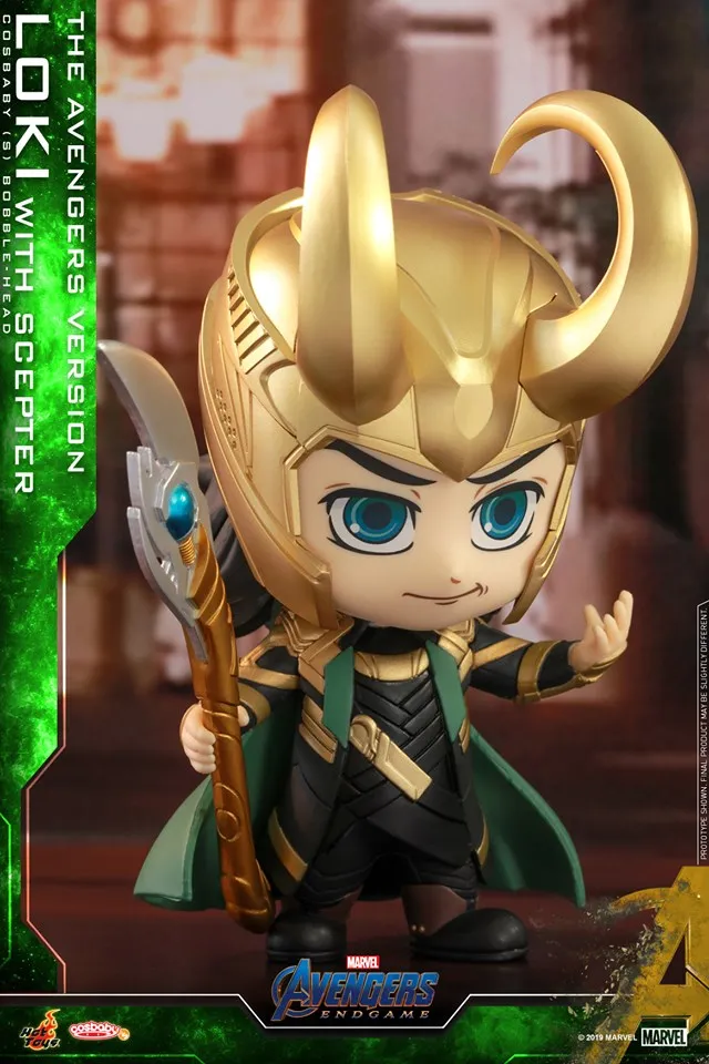 Hot Toys Cosbaby Avengers Endgame Thor and Hammer Mjolnir Bobble-Head Figures