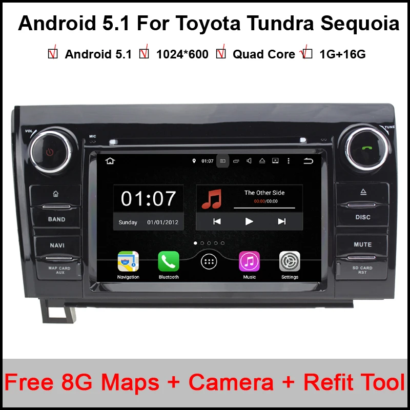 7 "2 DIN 1024x600 4 ядра android 5.1.1 Авто PC dvd-плеер автомобиля для Toyota Tundra Sequoia 2007 -2015 стерео Радио GPS DVR