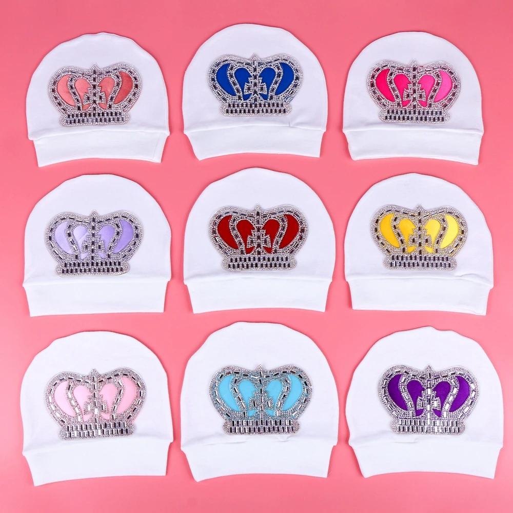 0-3 Months Newborn Baby Hat White Color Rhinestone Crown Shape Children Cap Cotton Baby Hats and Caps For New Baby Boy Girl Gift 0-3 Months Newborn Baby Hat White Color Rhinestone Crown Shape Children Cap Cotton Baby Hats and Caps For New Baby Boy Girl Gift