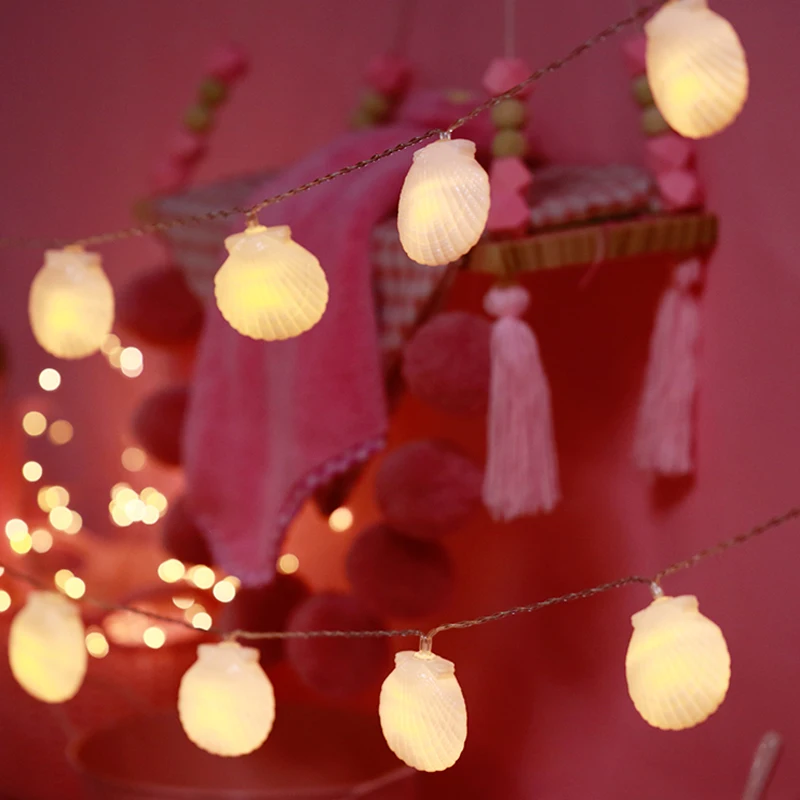 

1.5M Holiday Party Garland LED Sea Shell String Lights Festival Wedding Valentines Day Home Party Decorations