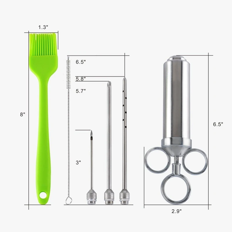 Сверхмощный инжектор для мяса приправа инжектор маринада Инжектор Шприц 3 иглы нержавеющая сталь