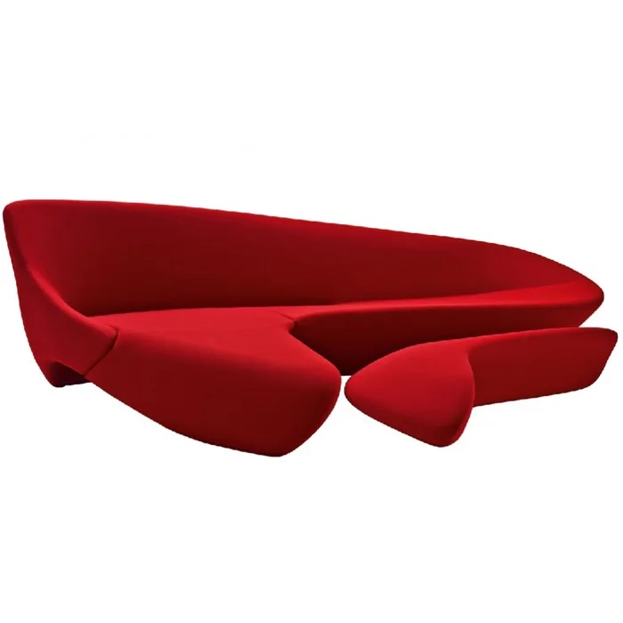 

Irregular Sofa with Ottoman for Large Space of Waiting Room / Fabric or Leather Upholstery / 2 sets Pack