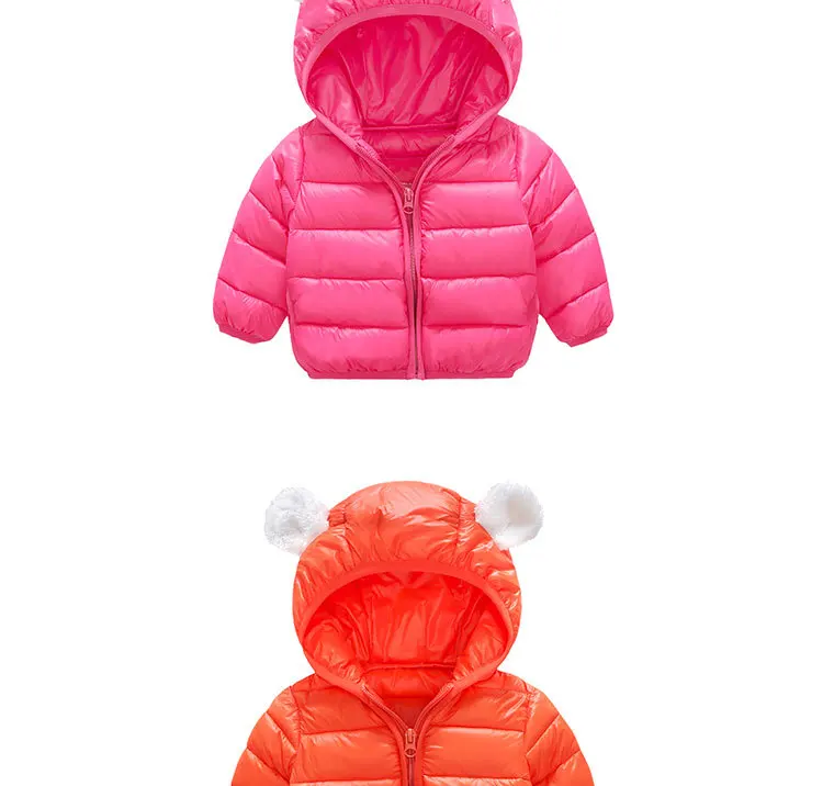 Новая зимняя одежда для маленьких детей, хлопковая куртка с капюшоном и маленькими ушками для мальчиков и девочек, короткая хлопковая
