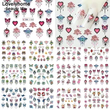 12 Дизайнов/лист переводная наклейка для ногтей винтажная индийская хна наклейки для ногтей слайдер большие водные наклейки татуировки