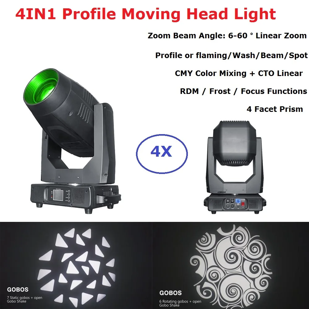 

4IN1 LED 550W Moving Head Light Beam Spot Wash Profile Moving Head For Dj Light Party Show Stage Lighting DMX Disco Strobe Light