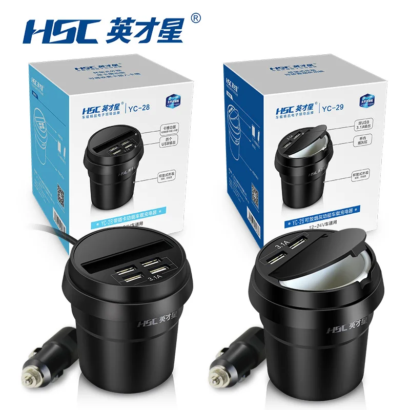 HSC Dual USB Автомобильное Зарядное устройство цифровой 5 В 3.1A быстрой зарядки