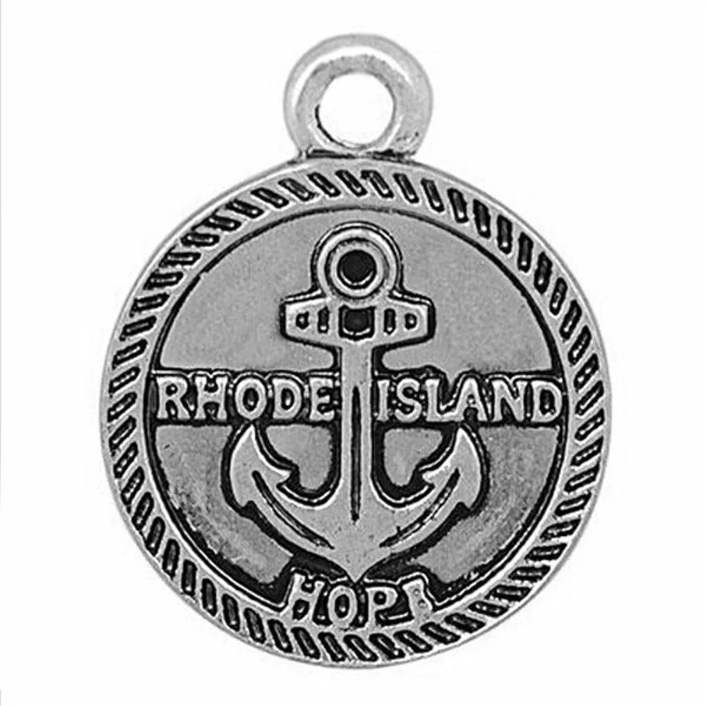 Buy Navy Jewelry Anchor Hope Rhode Island Engraved Round Charm Nautical Sailor