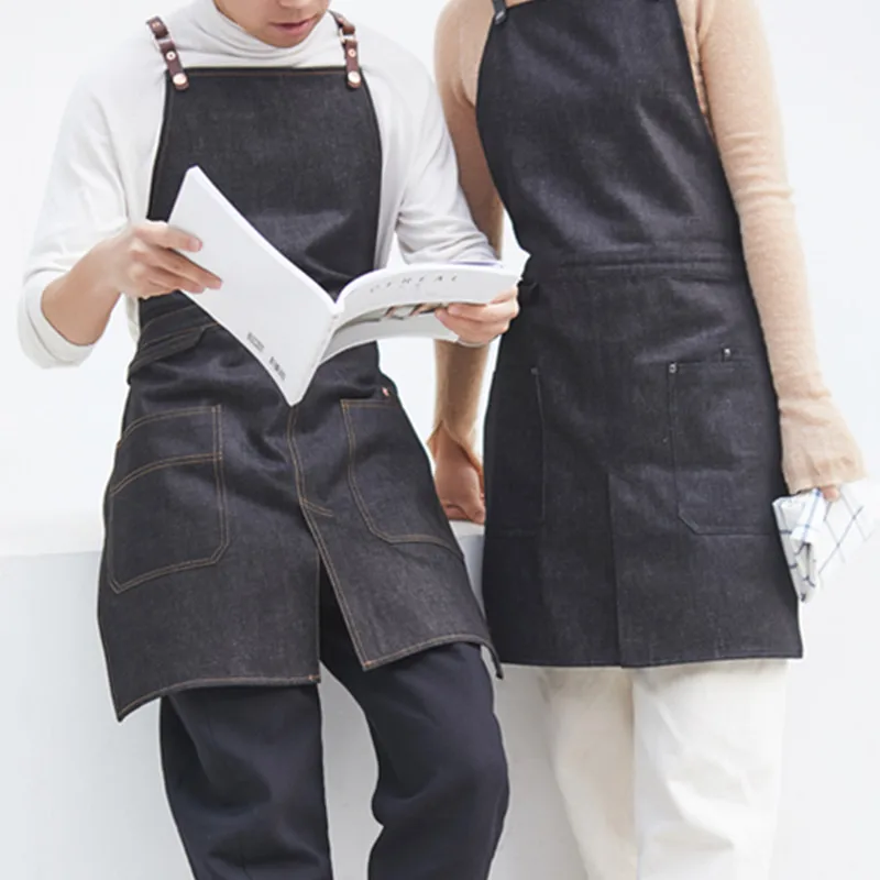 Black Denim Split Leg Apron D97-2