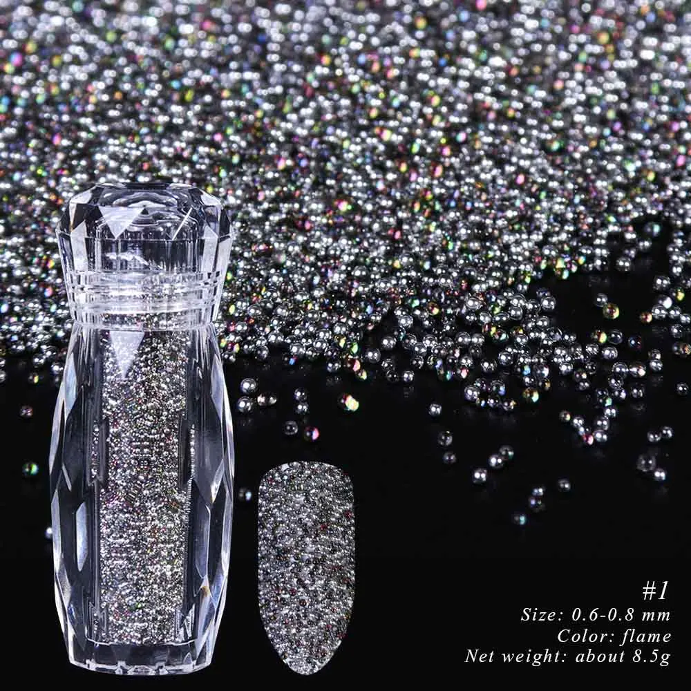 1 бутылка Чистый/голографический ногтей ювелирные изделия стразы стекло мини-икра бусины микро крошечные драгоценные камни 3D Блеск Дизайн ногтей украшения SA087