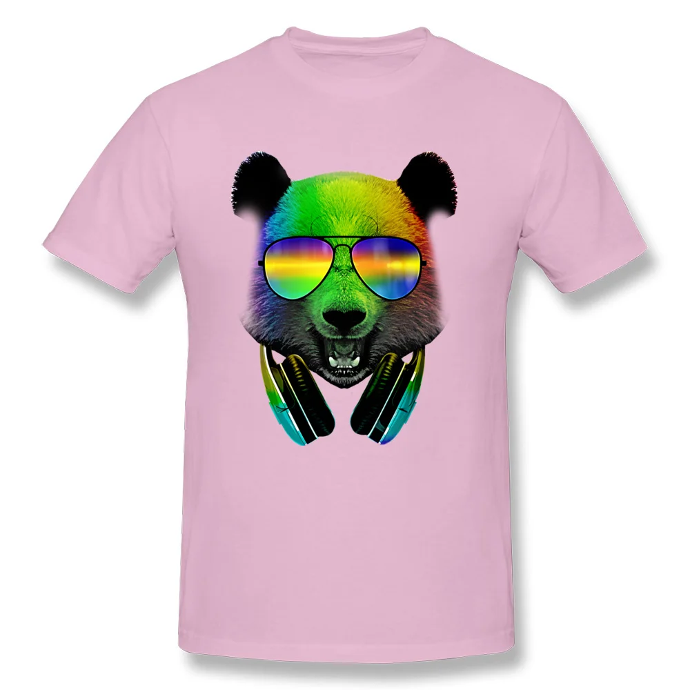 Dj Panda T-shirts for Men Slim Fit Summer Tops Shirt Short Sleeve Funky Europe Tops Shirts O Neck Pure Cotton Wholesale Dj Panda pink