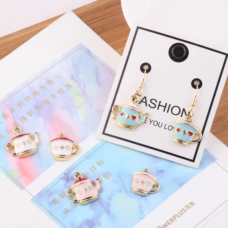 10pcs Alloy Drip Oil Teapot Teacup Enamel Charms Gold Tone Lamp Tea Set Pendants Finding DIY Bracelet Jewelry Accessory YZ428 10pcs Alloy Drip Oil Teapot Teacup Enamel Charms Gold Tone Lamp Tea Set Pendants Finding DIY Bracelet Jewelry Accessory YZ428