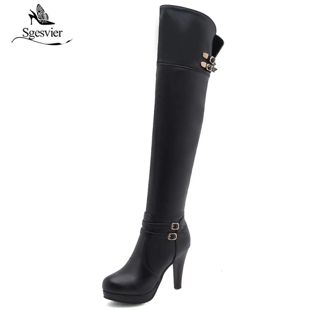 over the knee high heel platform boots