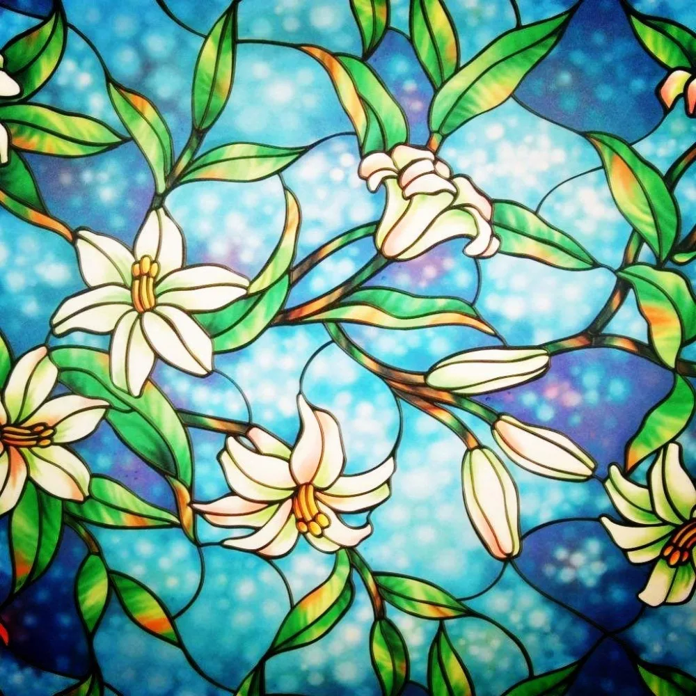 

Funlife 30/45/60x200cm Stained Glass Window Film Decorative Glass Film Anti-UV Window Sticker Non Adhesive For Home Living Room