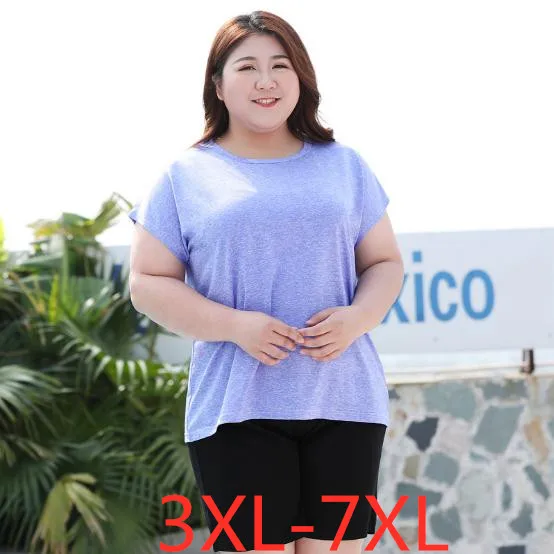 

Summer plus size tops for women loose short sleeve top quick dry T shirt wowan large size sports T-shirts 3XL 4XL 5XL 6XL 7XL