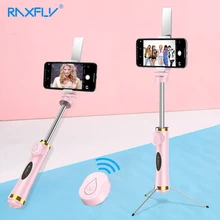 RAXFLY Mini Bluetooth Selfie Stick Foldable Tripod Mirror Remote Selfie Stick For IOS iPhone X 8