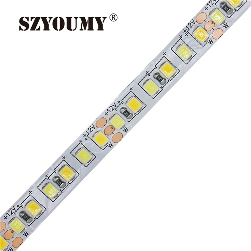 

SZYOUMY 2835 LED Flexible Strip 180leds/m tape light CW/WW Dual White Color Temperature Adjustable CCT 5m 12V 24V Double color