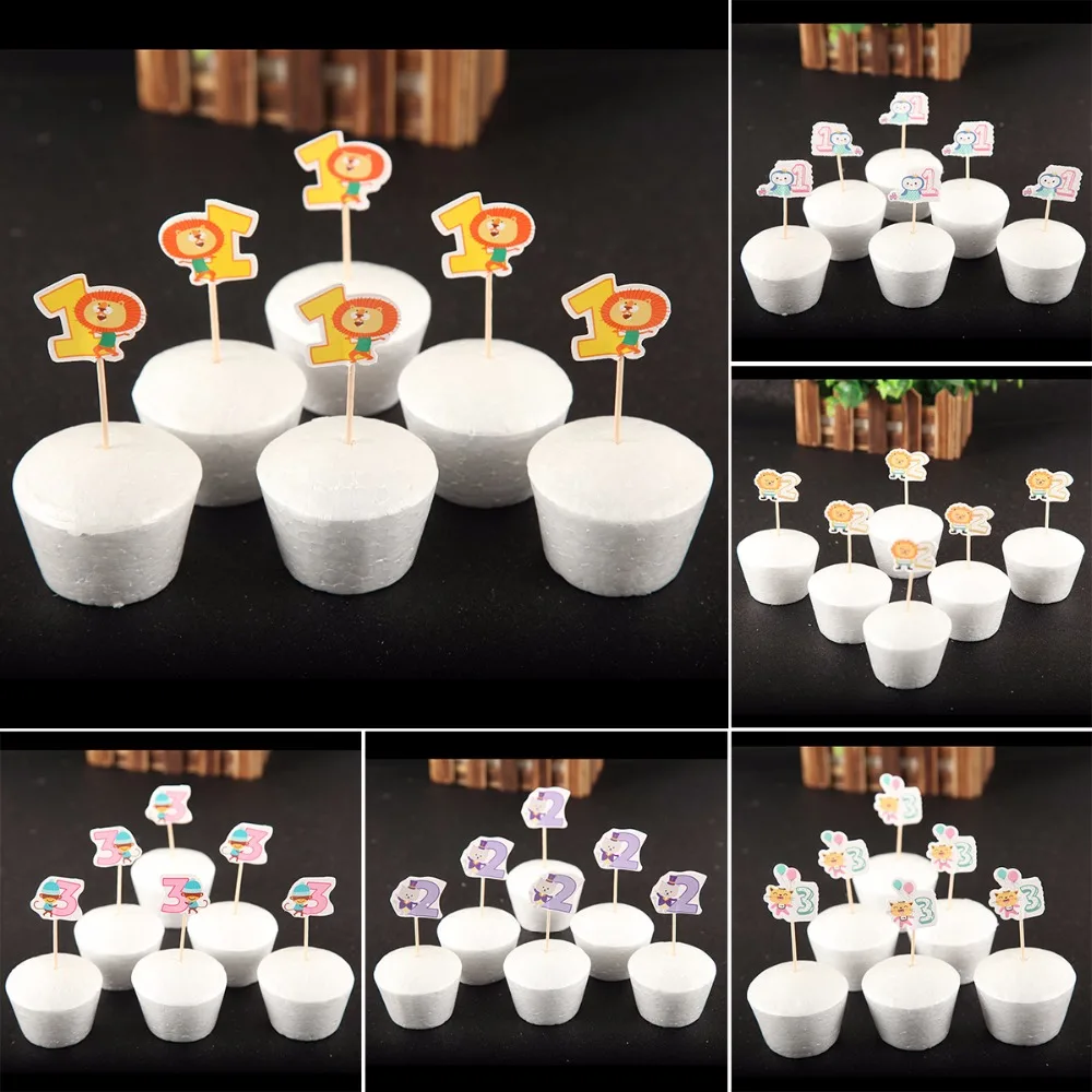 

24pcs/lot Animal Toothpick Various Number Birthday Cake Flags Cake Topper For Family Birthday Party Baking Decoration Supplies