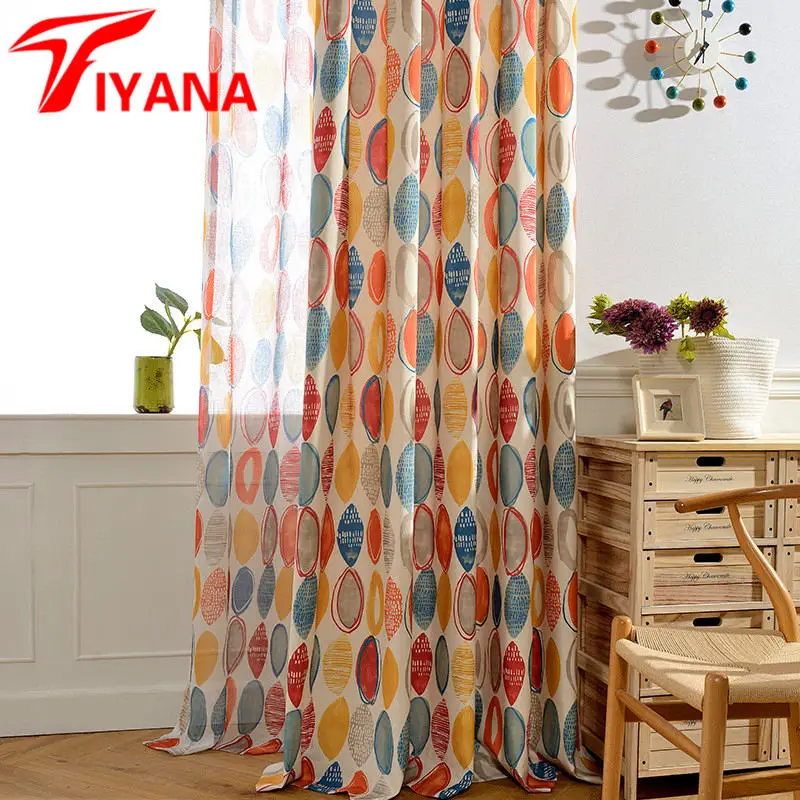 

Modern Minimalist Exquisite Multicolor Round Polyester Cotton Printing Bedroom Living Room Study Curtain Fabric Yarn P090D3