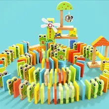 100 шт Детские деревянные лягушки игрушки домино, детские деревянные развивающие игрушки