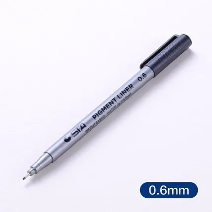 STA1PCS пигмент лайнер Pigma Micron чернила маркер для белой доски 0,05 0,1 0,2 0,3 0,4 0,5 0,6 0,8 различных наконечников, черная ручка эскизов ручки - Цвет: 06