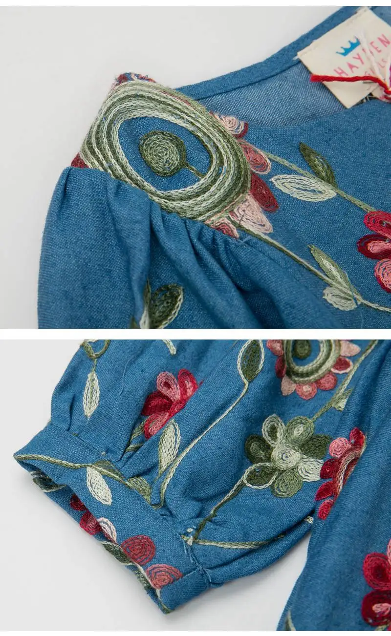 kids flower embroidery dress G3817-16