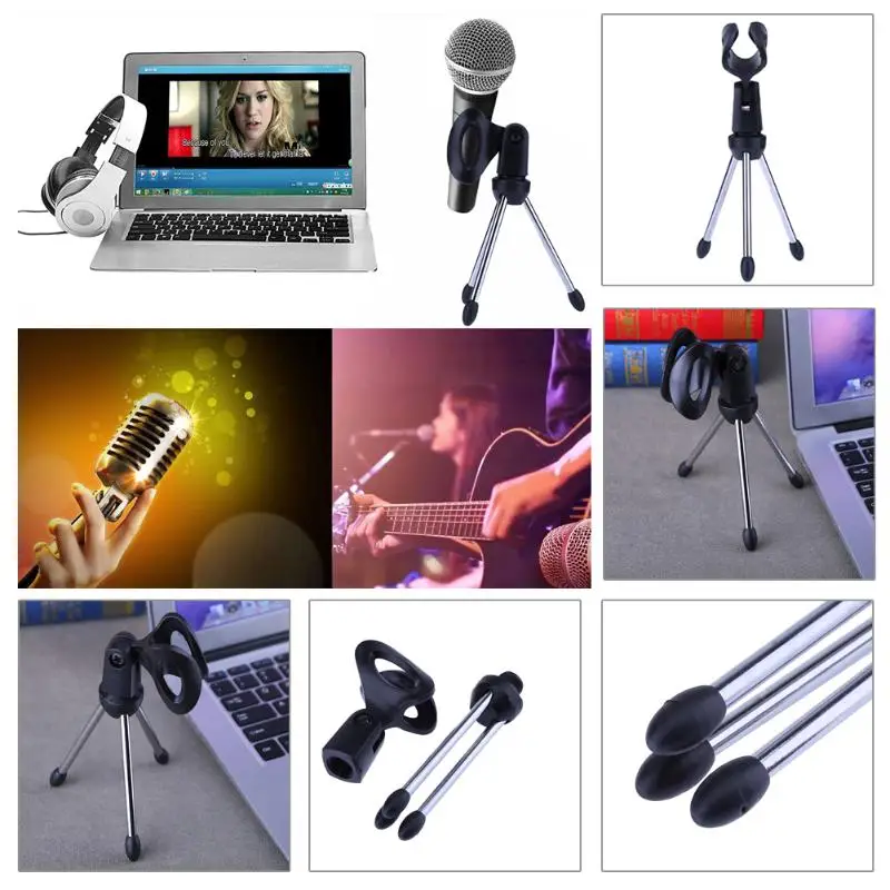 Mini Portable Table Tops Microphone Tripod Zinc Alloy Mic Stand Bracket Desktop Adjustable Microphones Tripods Holder Mini Portable Table Tops Microphone Tripod Zinc Alloy Mic Stand Bracket Desktop Adjustable Microphones Tripods Holder