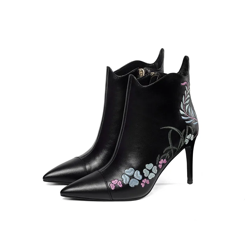 Cm Pie Cremallera De Tacones Neutral Nuevo black Mujer Stylesowner Del fósforo 8 Todo Genuino White Cuero Dedo Lateral Estilo Altos 5 Punta Sexy Botas wRxq4fZ