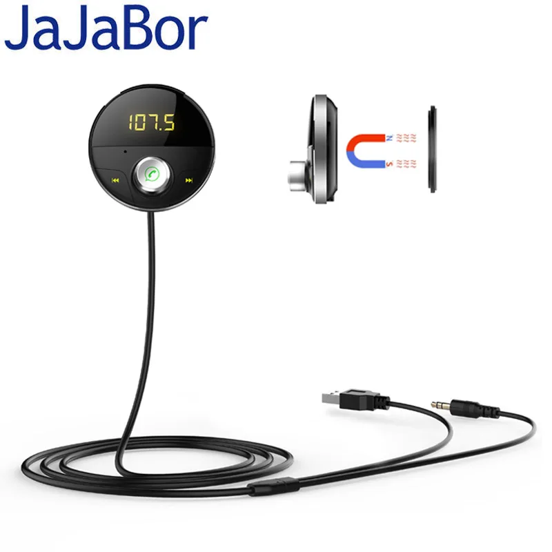 Jajabor Bluetooth автомобильный комплект громкой связи вызов AUX аудио автомобильный mp3-плеер fm-передатчик Carkit Громкая связь Поддержка TF карта воспроизведения