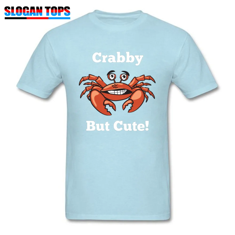 Europe Personalized Mens T Shirts Fashionable Summer Short Sleeve Crewneck 100% Cotton Tops Shirt Casual Tops Shirt Crabby But Cute in White 24752 light