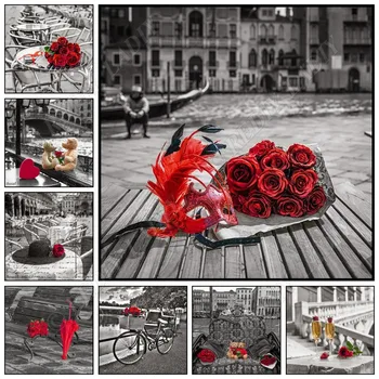 

Full Square / Round Diamond Painting Flowers DIY Diamond Embroidery Mosaic Picture of Rhinestones Red Rose Pattern Home Decor