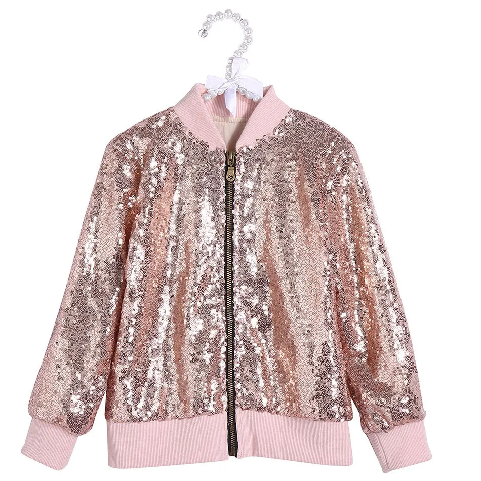 Куртка с блестками для маленьких девочек; пальто на молнии с блестками; Верхняя одежда; куртка; одежда - Цвет: 1