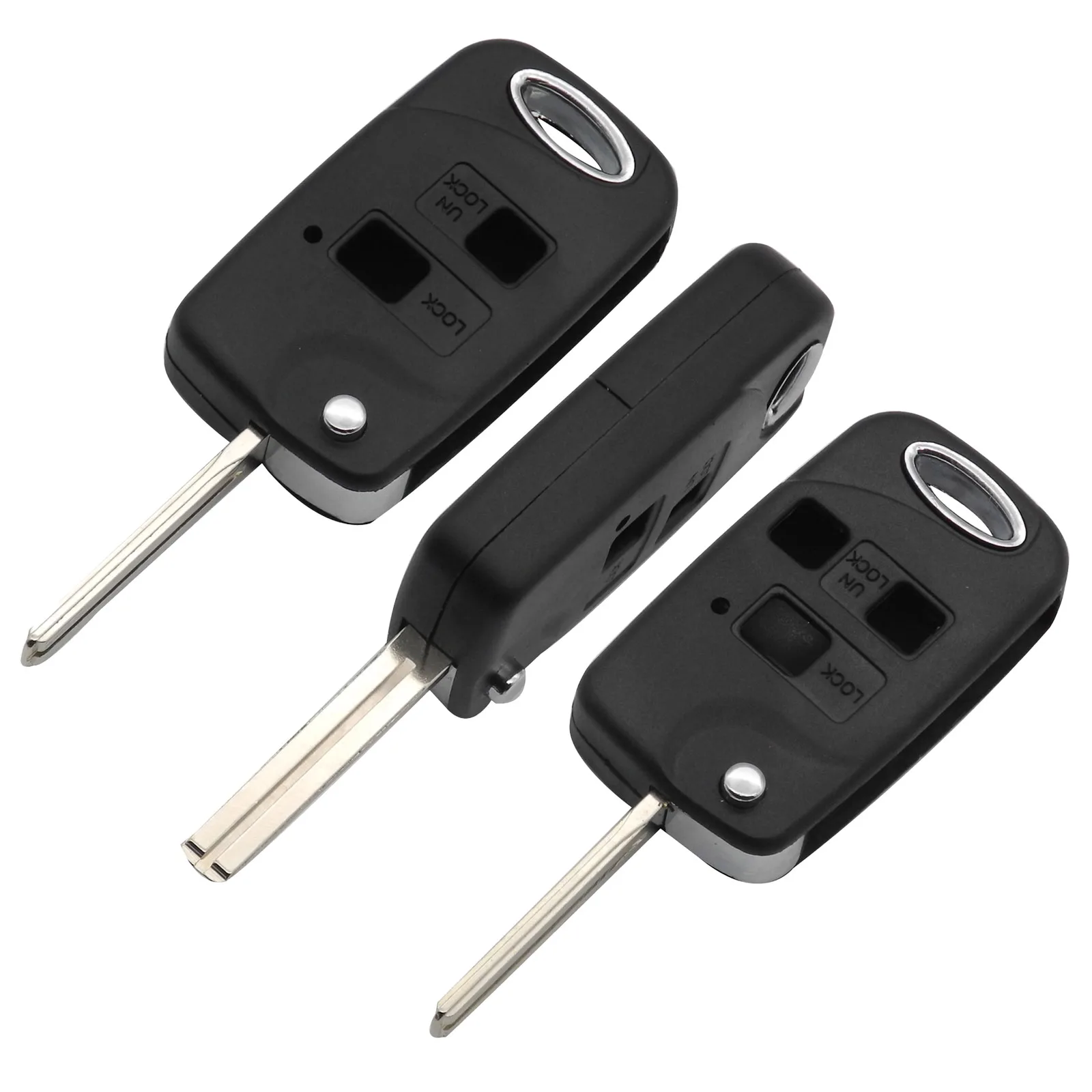 

jingyuqin Remote Car Key Shell TOY43 Blade Modified For Toyota Land Cruiser Camry Corolla FJ 2/3 Buttons Uncut Key Blank Case