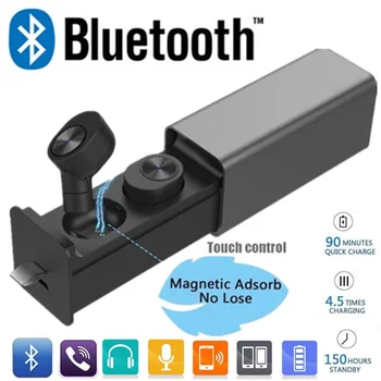 

True Wireless Bluetooth Earphone With Charging Box Portable Sport Sweatproof Earbuds In-Ear Mini Invisible Stereo Music Headset