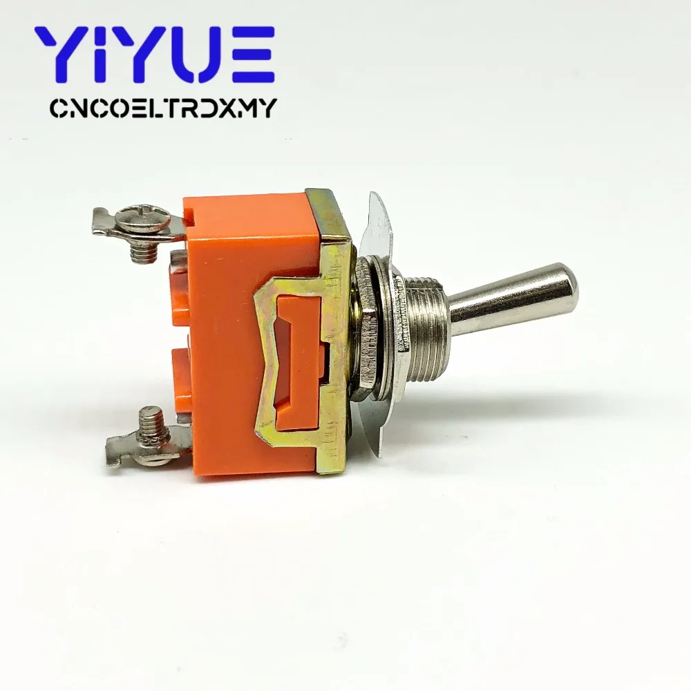 2pcs E-TEN1021 2-Pin SPST 2 Terminal ON-OFF 15A 250V Toggle Switch orange (3)