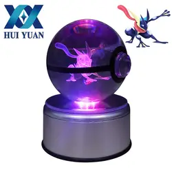 Хуэй Юань Greninja Pokeball 8 см Диаметр хрустальный шар 3D светодиодный Новинка свет USB AA Батарея декоративный свет Стекло мяч